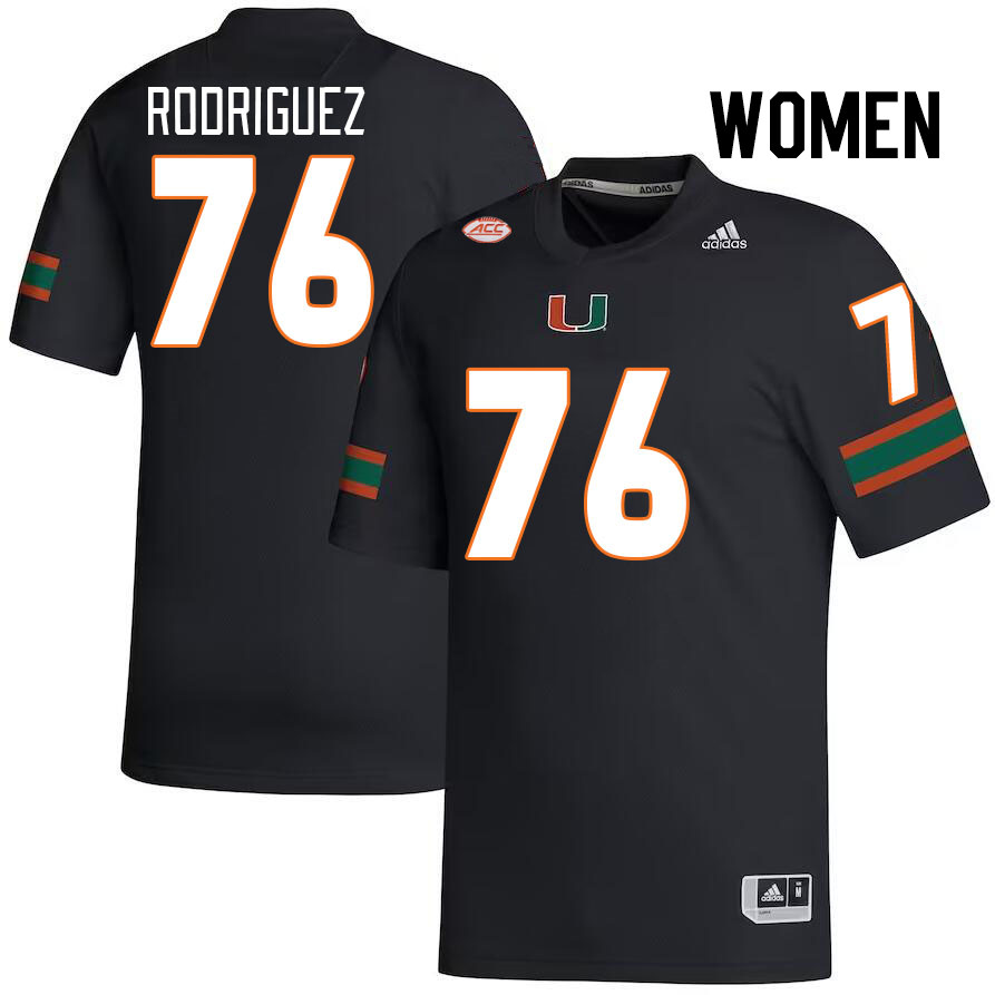 Women #76 Ryan Rodriguez Miami Hurricanes College Football Jerseys Stitched-Black